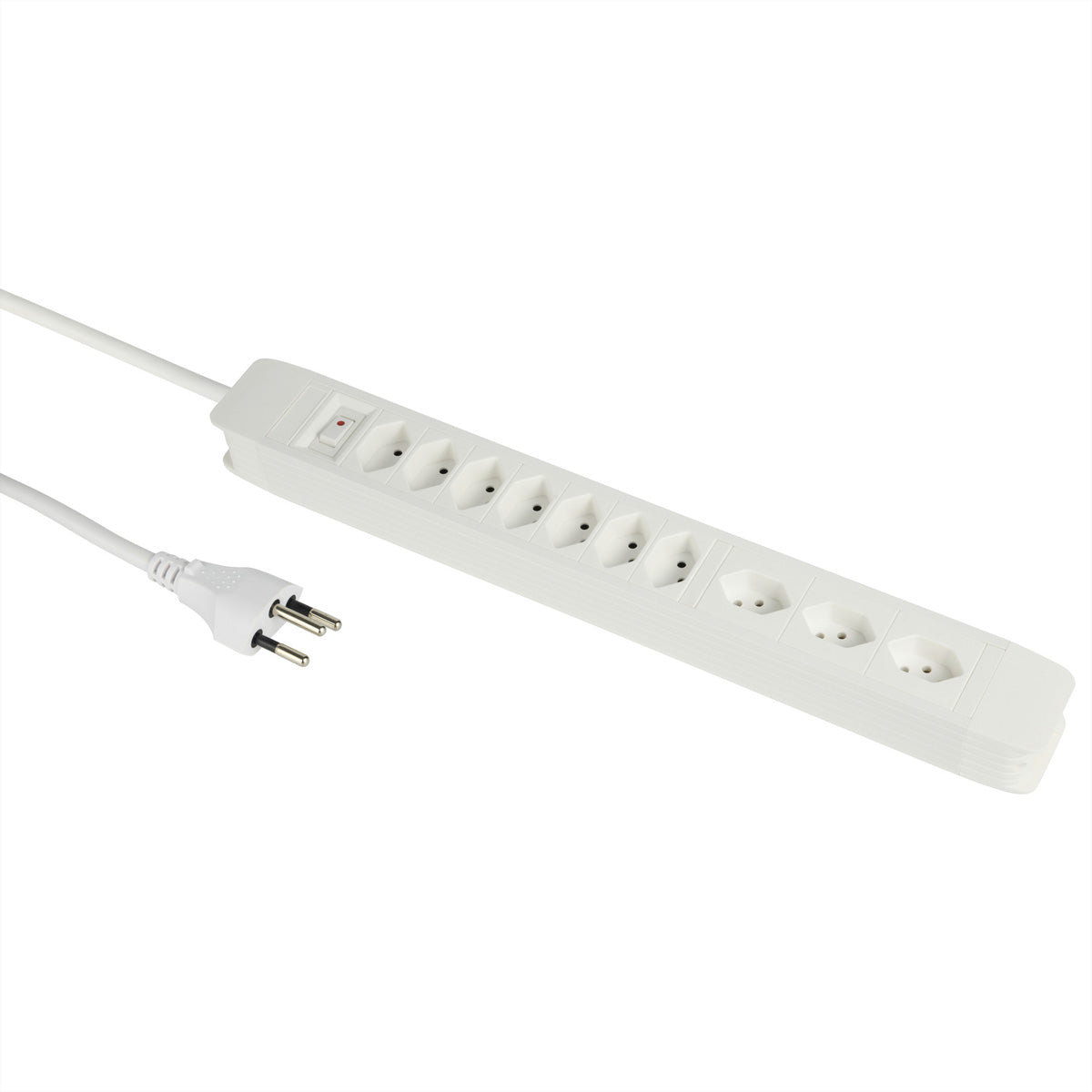 M. Schönenberger Schönenberger Steckdosenleiste – 10× T13, 2 m, mit Schalter, Weiss