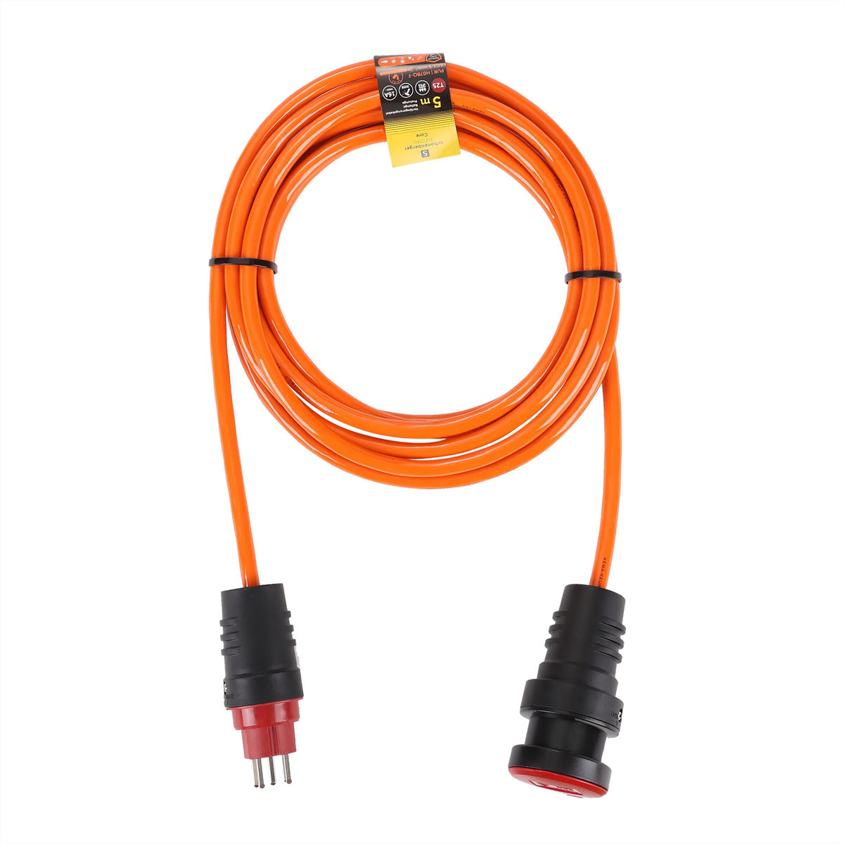 Blank Verlängerungskabel – T12–T13, 5 m, IP55, H07BQ-F 5G1,5 mm², Orange