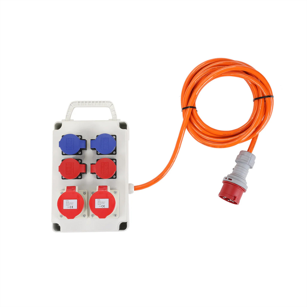 Blank Verlängerungskabel, 2×CEE16/5 + 2×T23 + 2×T25, 5 m, IP44, 5G 2,5 mm² – Orange