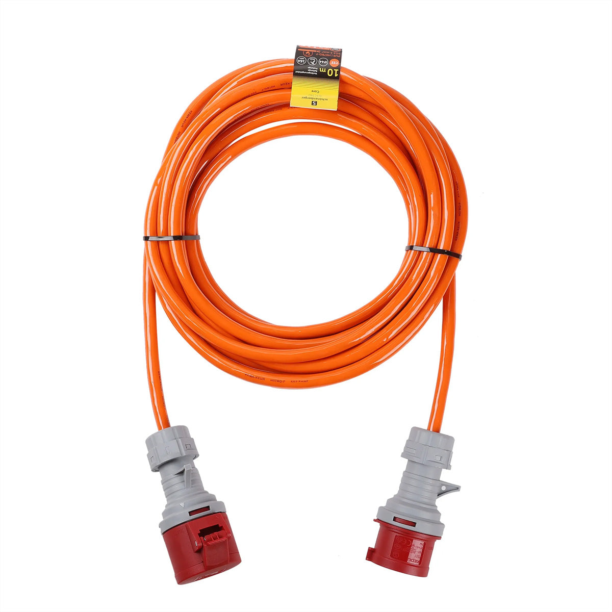 Blank Verlängerungskabel CEE 16-5–CEE 16-5, 10 m, IP44, 5×2,5 mm², H07BQ‑F (EPR‑PUR) – orange