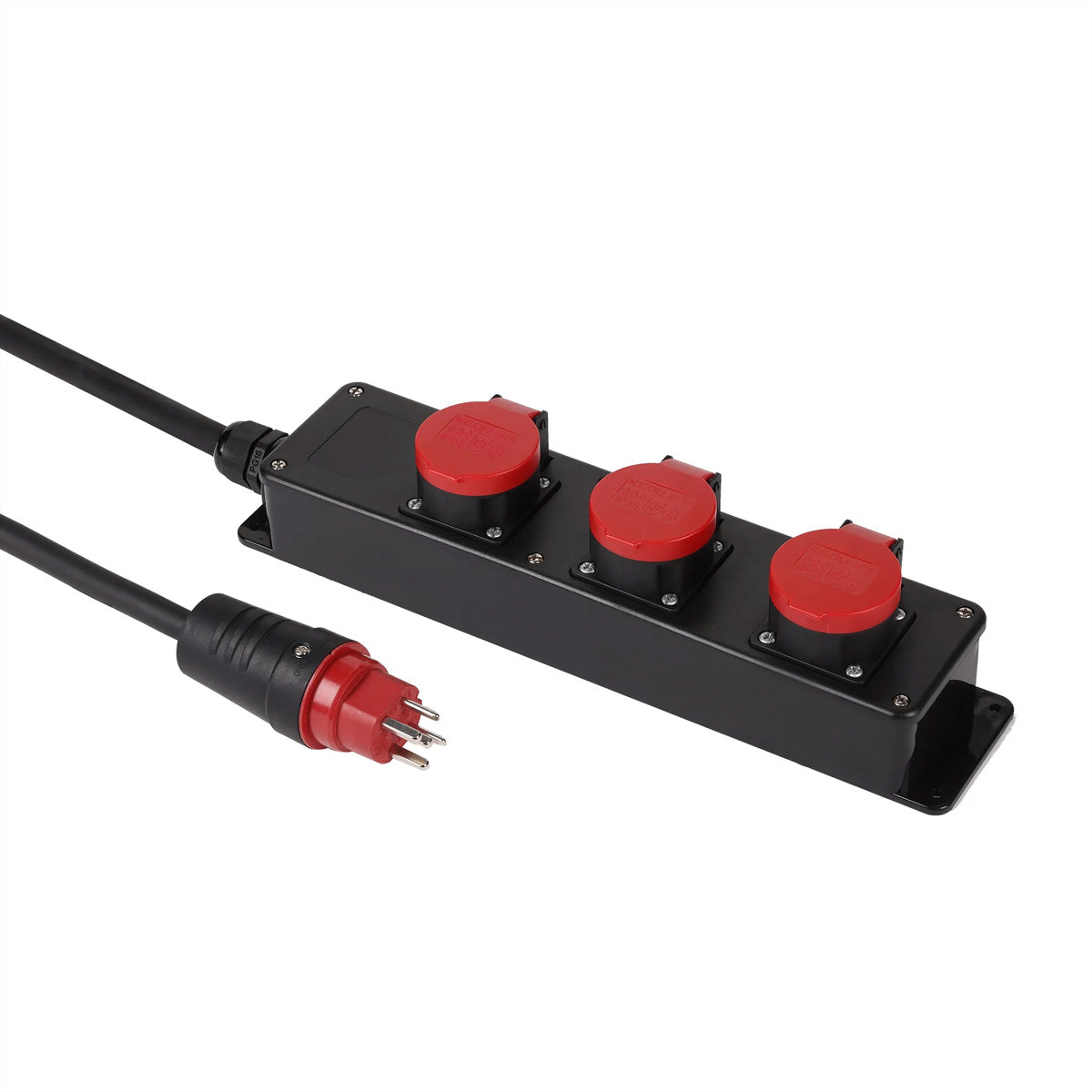 Blank Steckdosenleiste, 3×T25, ohne Schalter, 3 m, Eingang CEE 16-3, 16 A 400 V, IP55 – schwarz