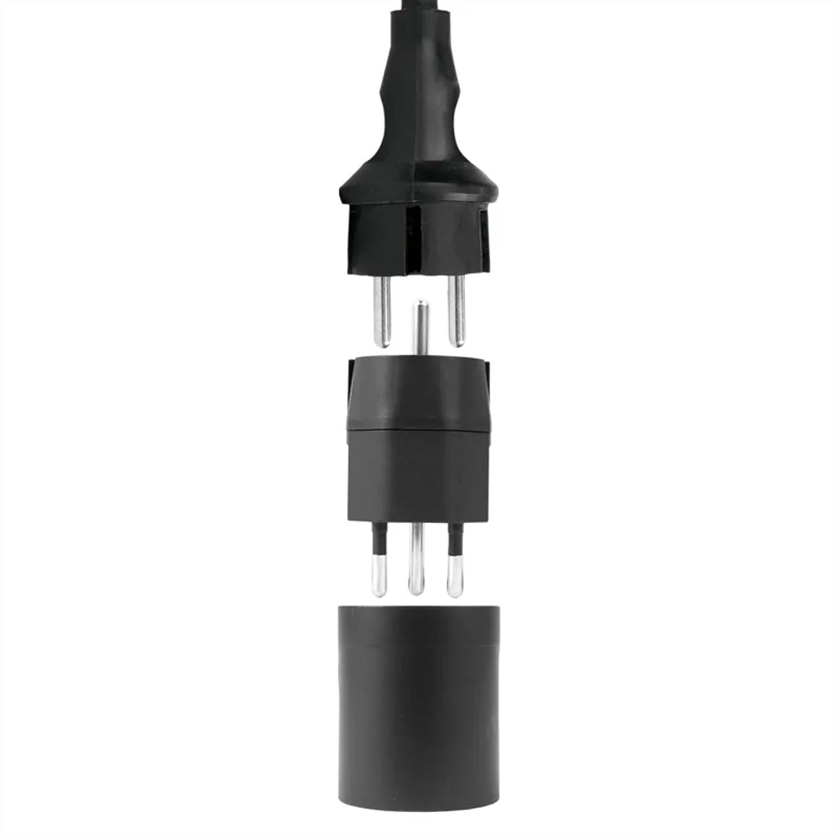 Steffen Fixadapter T12 zu Schuko – 3-polig, mit Montagehilfe, Schwarz