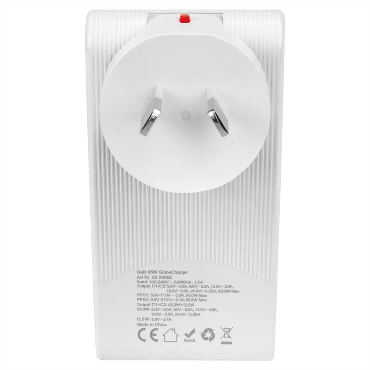 Steffen Reiseadapter – von Brasilien → Welt – 2× USB-C 65 W – weiss – 45,3×87,5×33,5 mm – 120 g