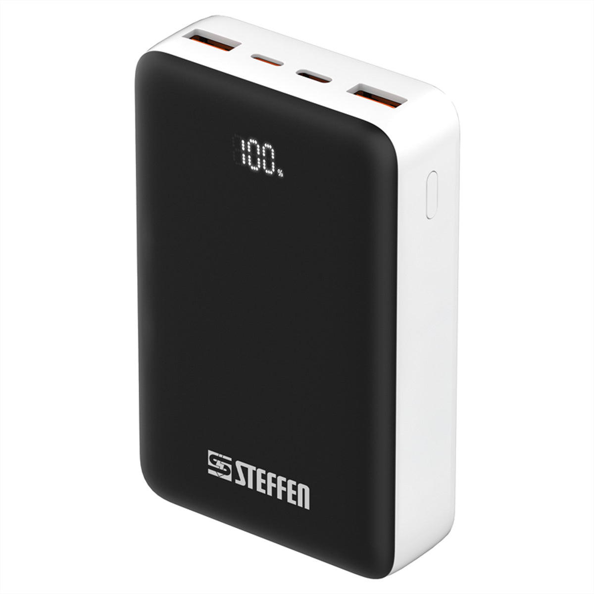 Steffen Powerbank 20'000 mAh – 65 W PD, 1× USB-C, schwarz/weiss