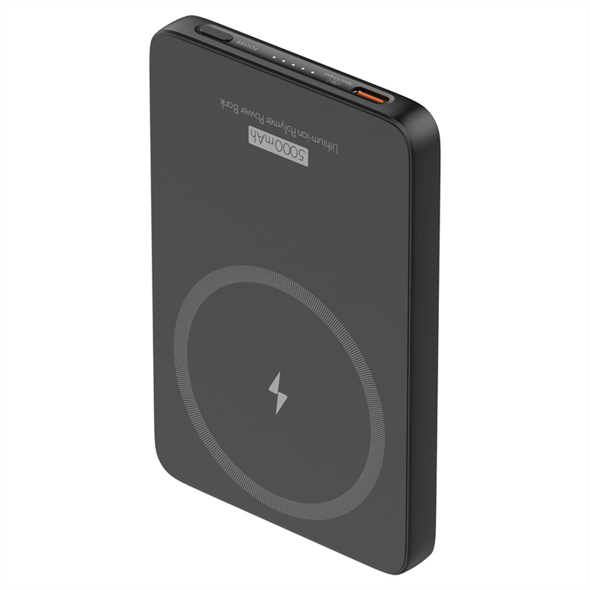 Steffen Wireless Powerbank 5'000 mAh – 15 W PD, Wireless 15 W, 1× USB-C, Schwarz