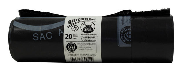Webstar Kehrichtsack – 35 l, mit Zugband, LDPE, schwarz, 55 µm, 580 × 600 mm, 20 Stk