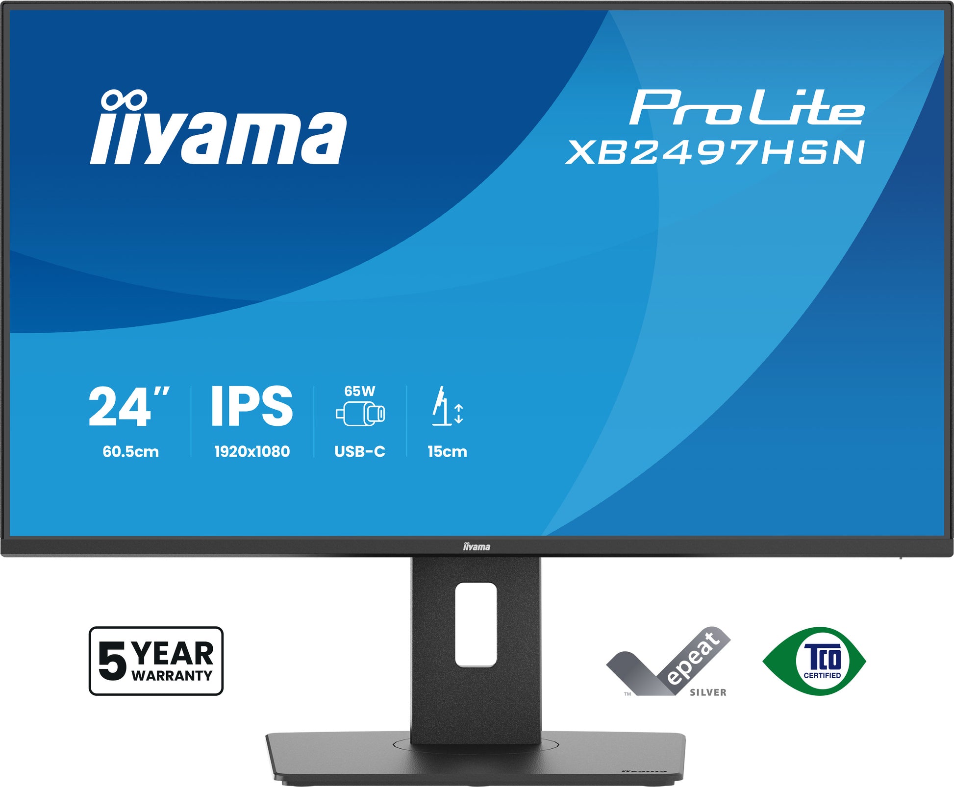 iiyama ProLite XB2497HSN-B1 – 23,8", 1920 × 1080 (Full HD), IPS, 100 Hz, USB-C 65 W, LAN