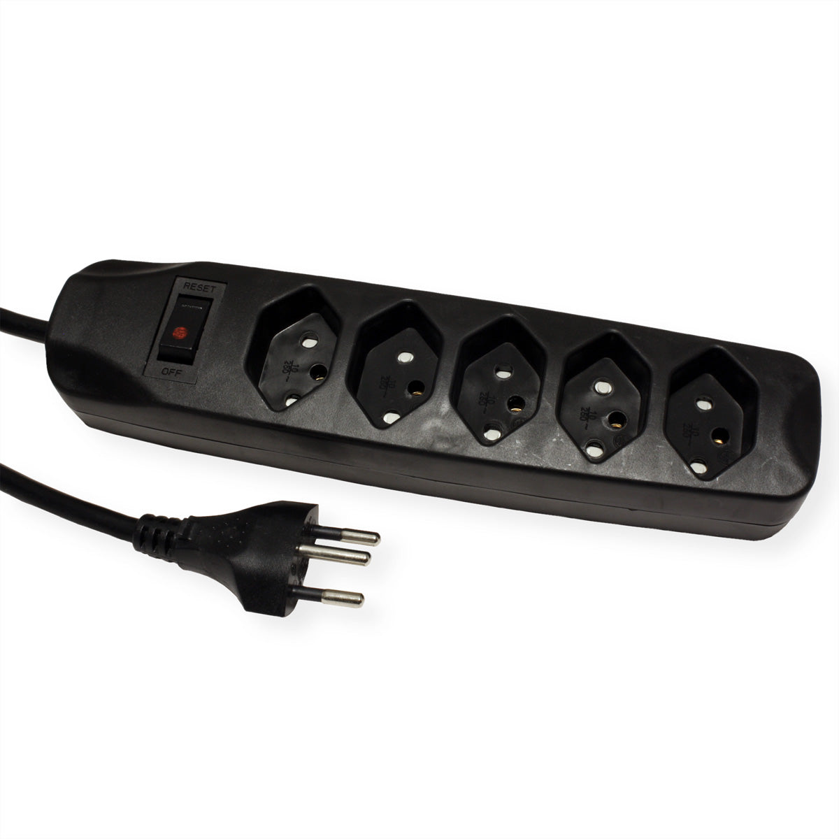 BLANK – Steckdosenleiste, 5× T13, mit Leuchtschalter, 1,5 m, Stecker T12