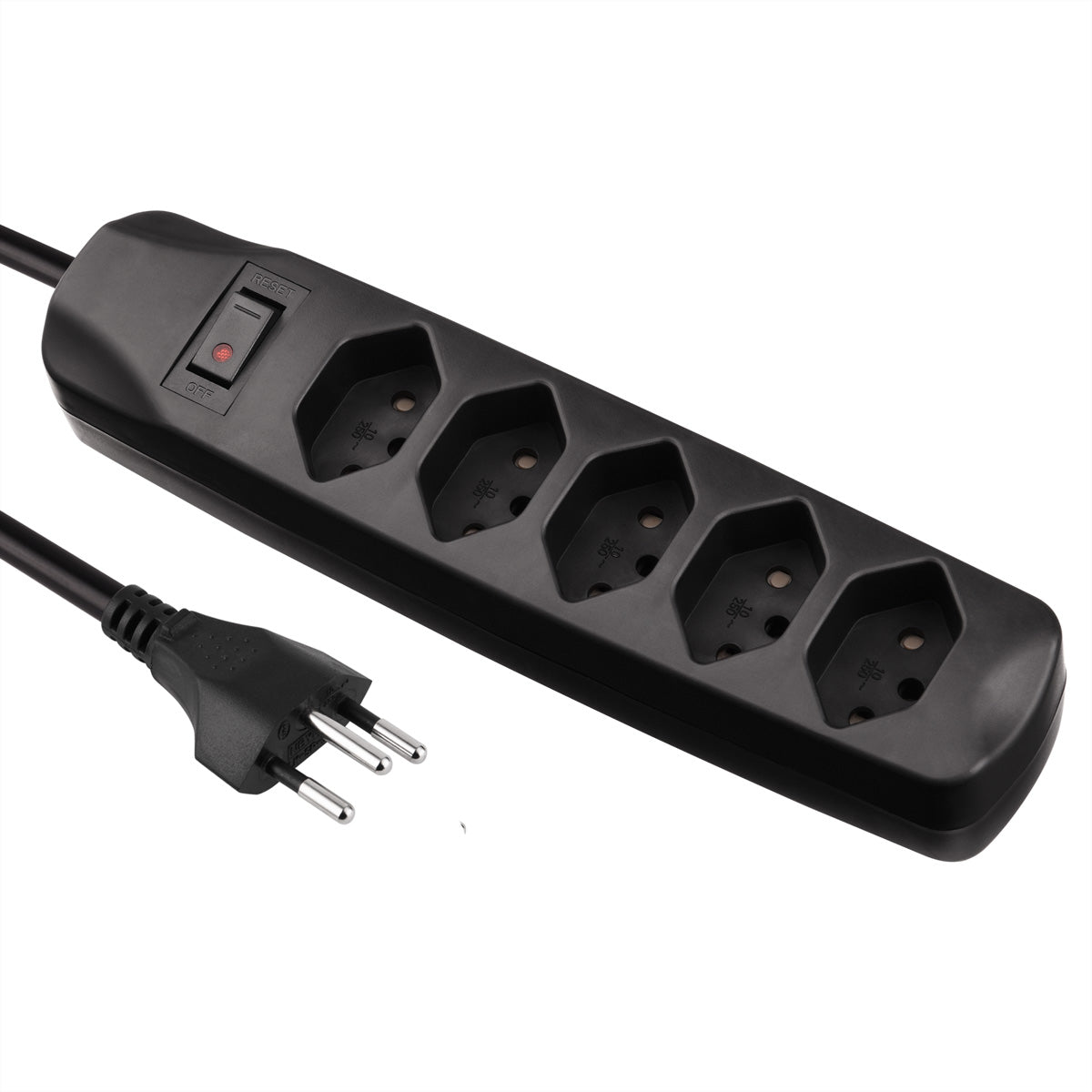 BLANK – Steckdosenleiste, 5× T13, mit Leuchtschalter, 1,5 m, Stecker T12