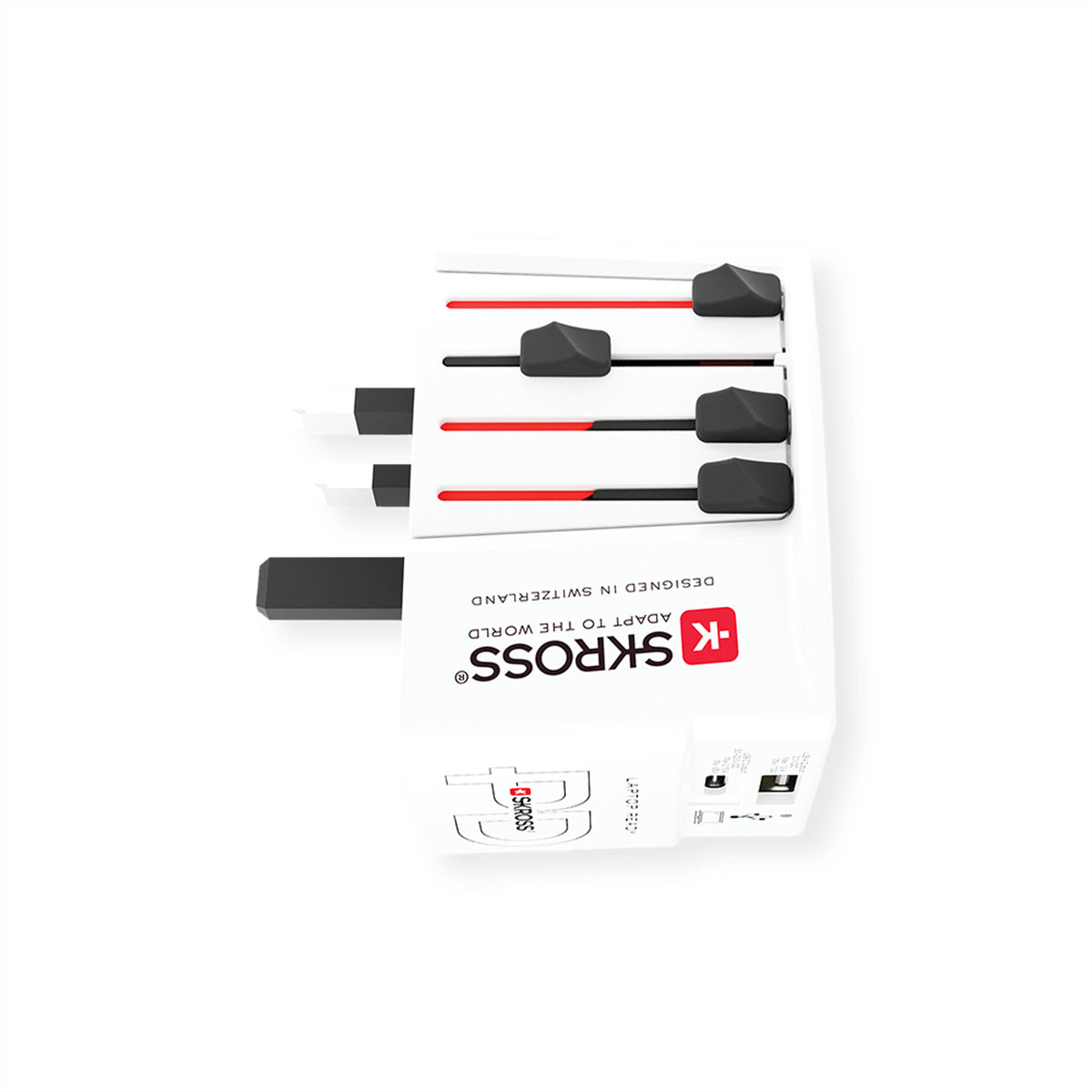 SKROSS MUV Reiseadapter USB-C zu Typ L – USB-C + USB-A, für Smartphone, Tablet, Laptop