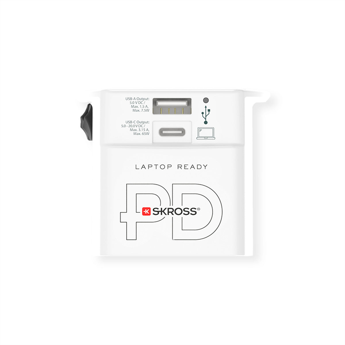 SKROSS MUV Reiseadapter USB-C zu Typ L – USB-C + USB-A, für Smartphone, Tablet, Laptop