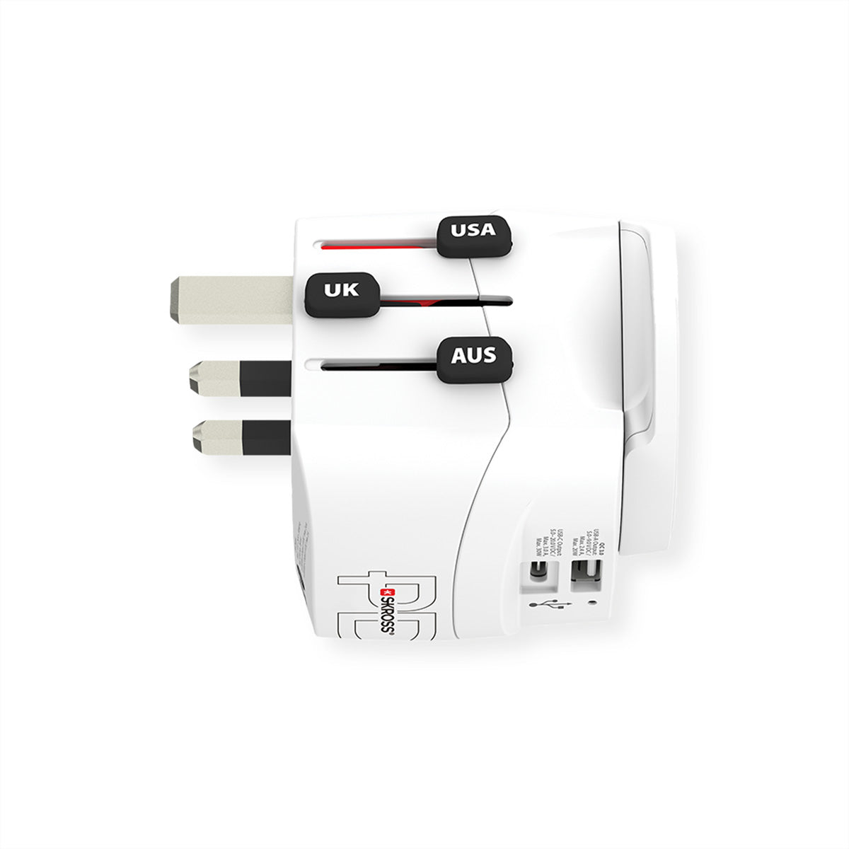 Skross PRO Light USB A/C 30PD Reiseadapter – USB‑C PD 30 W, USB‑A 20 W – für weltweit (Typ A/B/C/G/I/L)