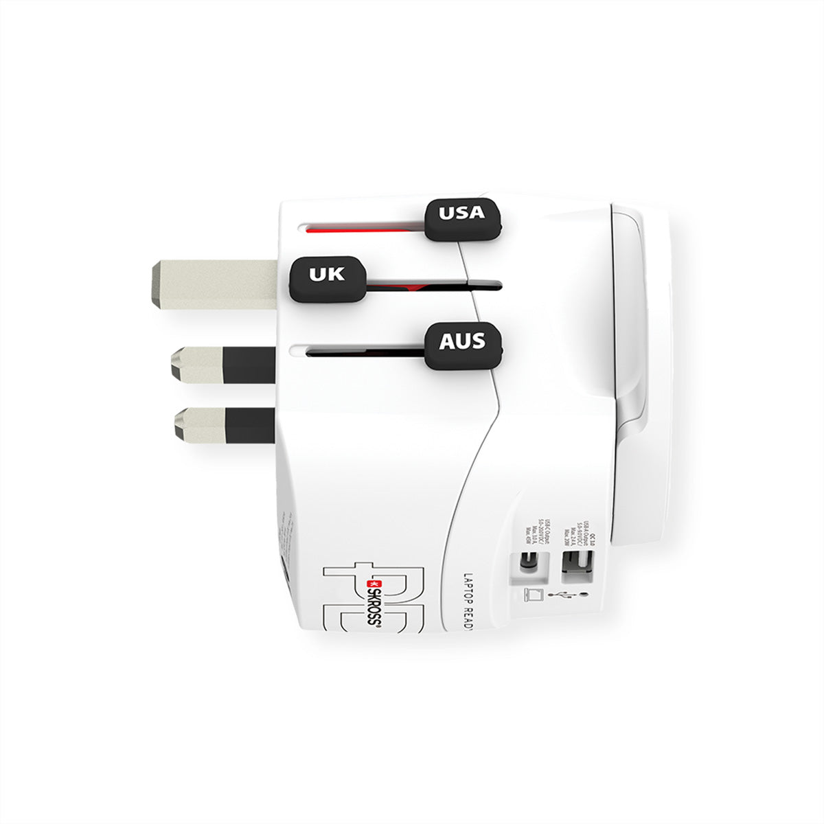 SKROSS – Reiseadapter – Universal → Universal, USB-C/USB-A (PD 45 W), bis 1'750 W – weiss