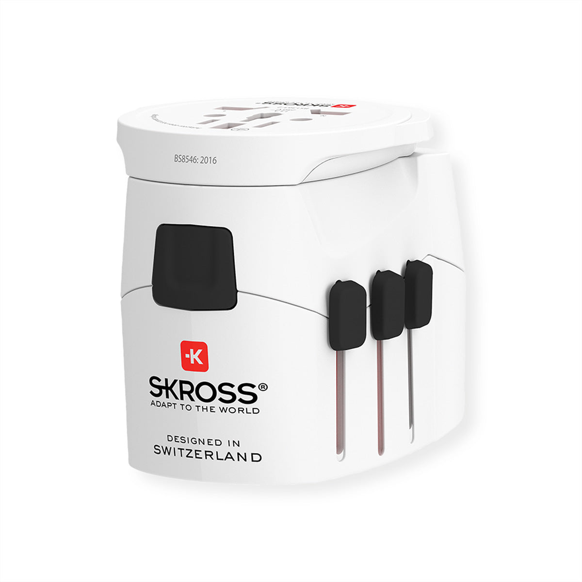 Skross PRO Light Reiseadapter – 2× USB‑A (5 V/2,4 A geteilt, 12 W), 100–250 V AC, für USA, Kanada, Japan