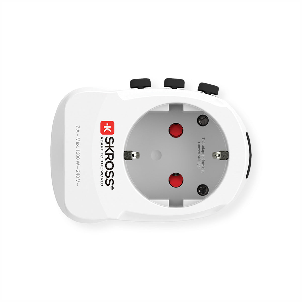 Skross PRO Light Reiseadapter – 2× USB‑A (5 V/2,4 A geteilt, 12 W), 100–250 V AC, für USA, Kanada, Japan