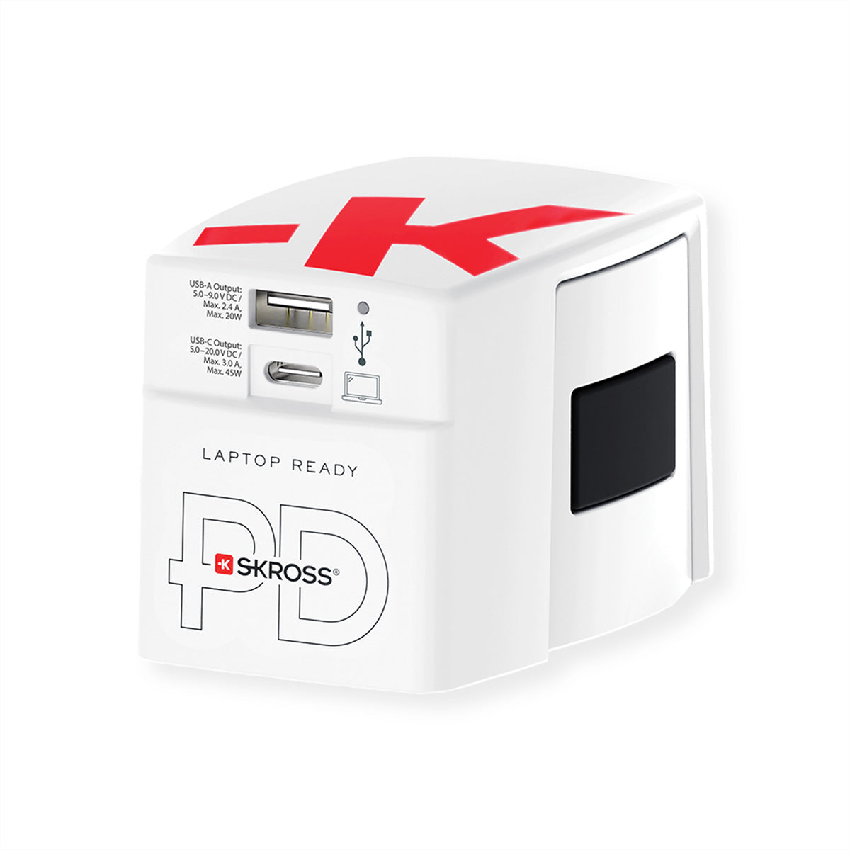 Skross Reiseadapter – von USB-C zu Typ I (AUS/CN) – 52,5 W, 2× USB – weiss