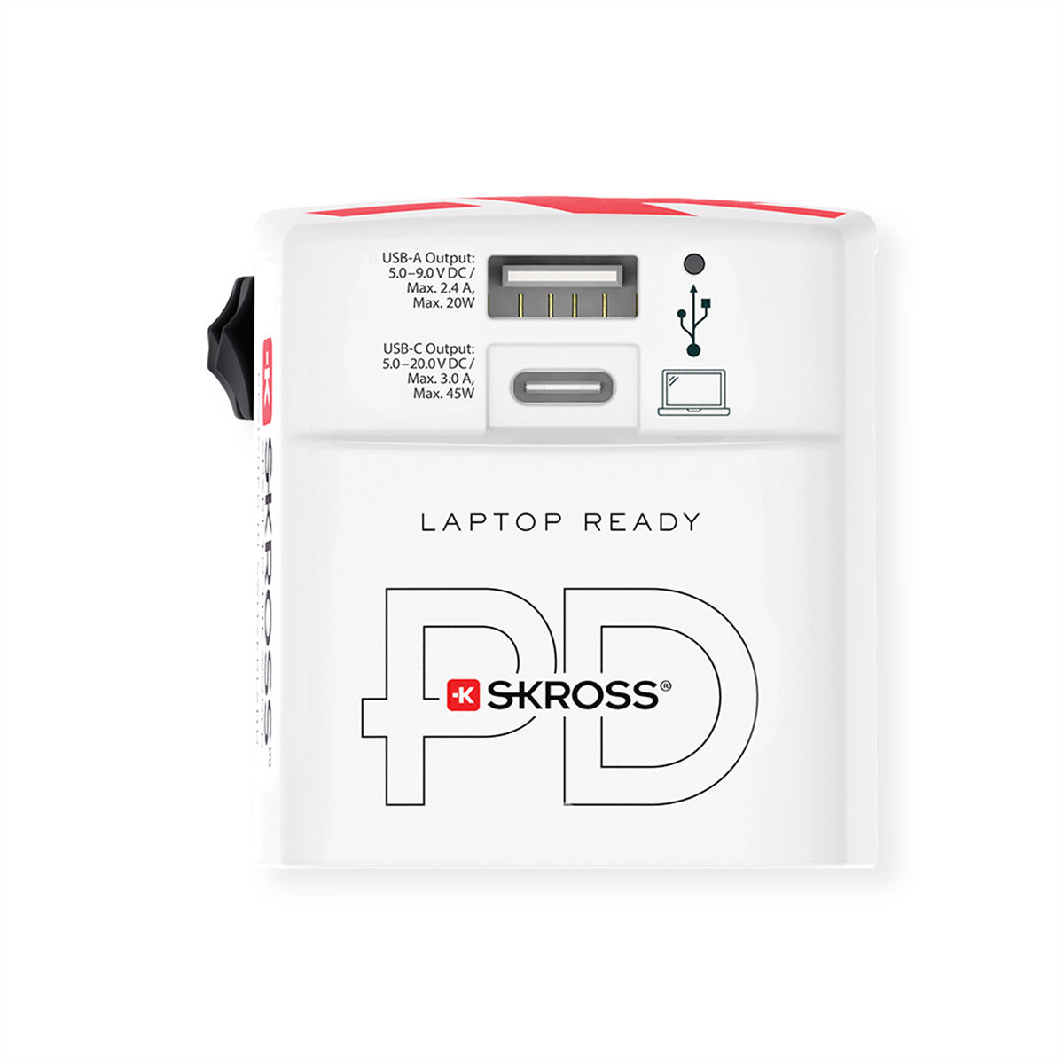 Skross Reiseadapter – von USB-C zu Typ I (AUS/CN) – 52,5 W, 2× USB – weiss