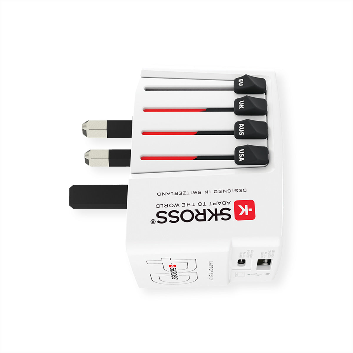 Skross Reiseadapter – von USB-C zu Typ I (AUS/CN) – 52,5 W, 2× USB – weiss