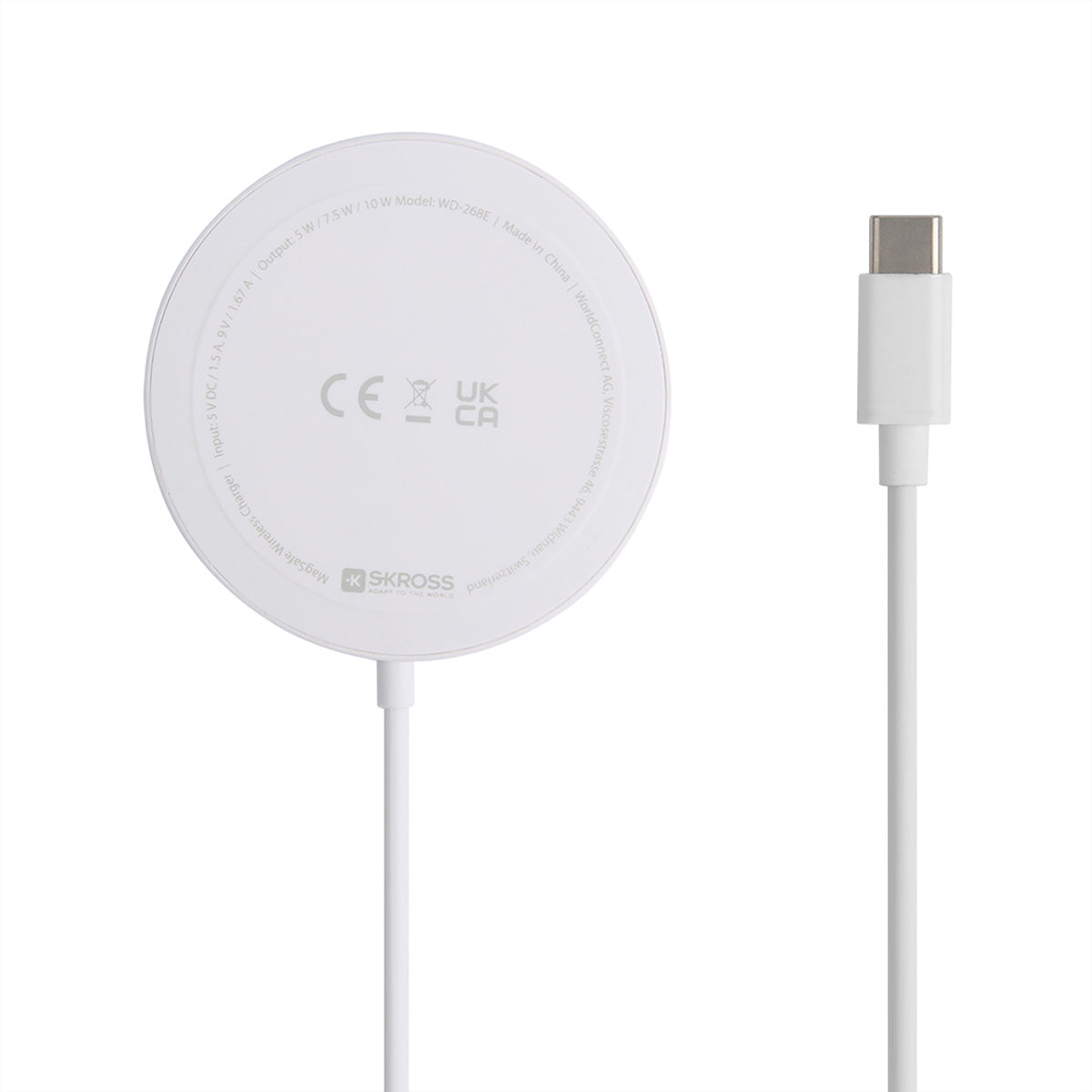 Skross Mag Ladepad – Qi – MagSafe-kompatibel – 10 W – für iPhone 12 und höher – Weiss