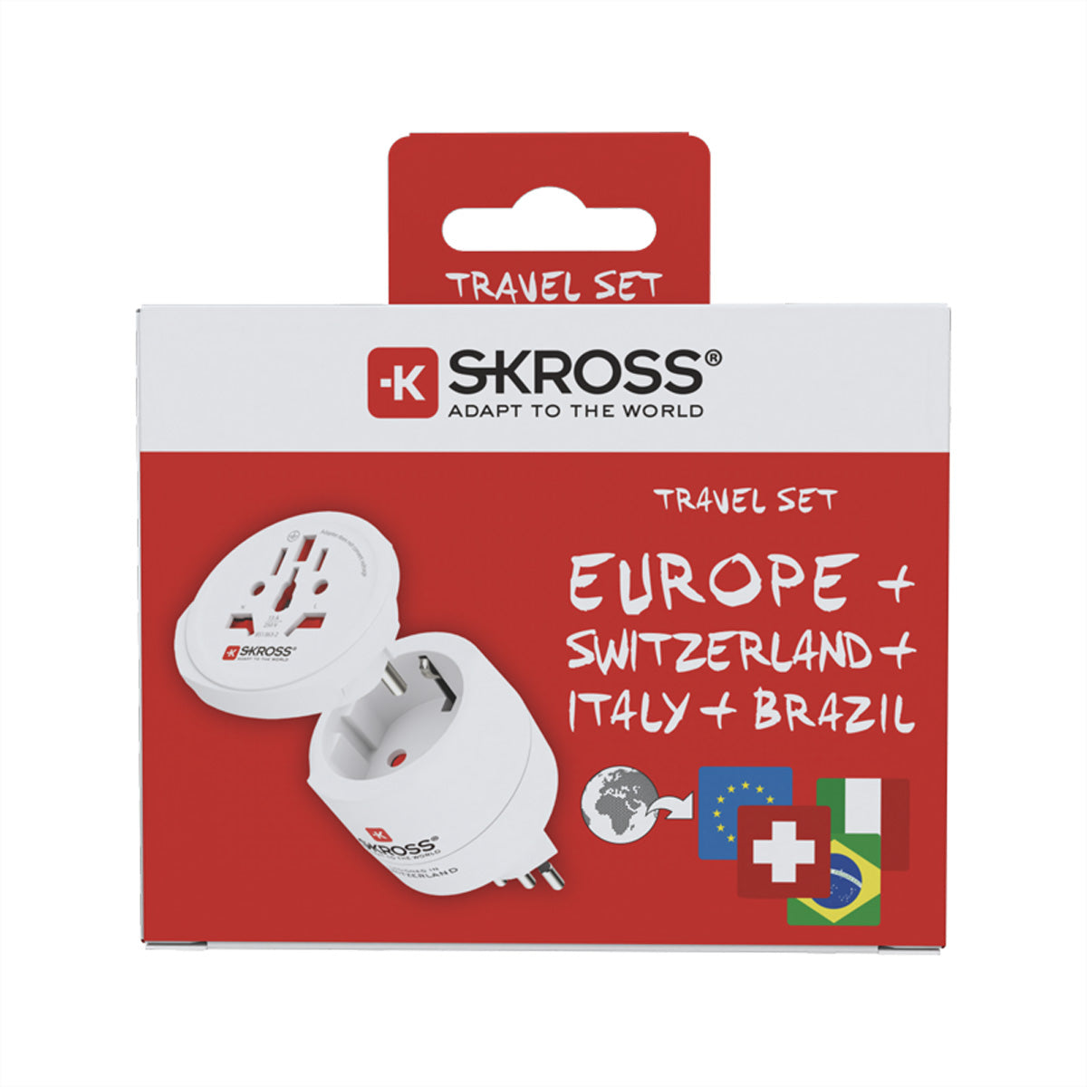Skross Reiseadapter – Italien zu Europa – 3-polig – Weiss