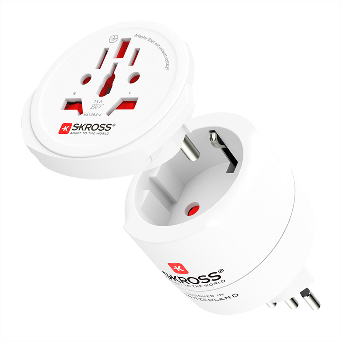 Skross Reiseadapter – Italien zu Europa – 3-polig – Weiss