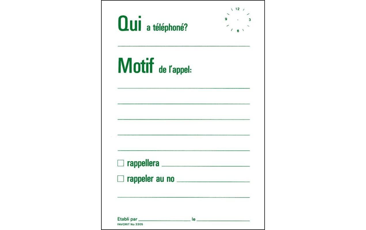 Favorit Telefonblock – A6 – 60 Blatt, geleimt, weiss