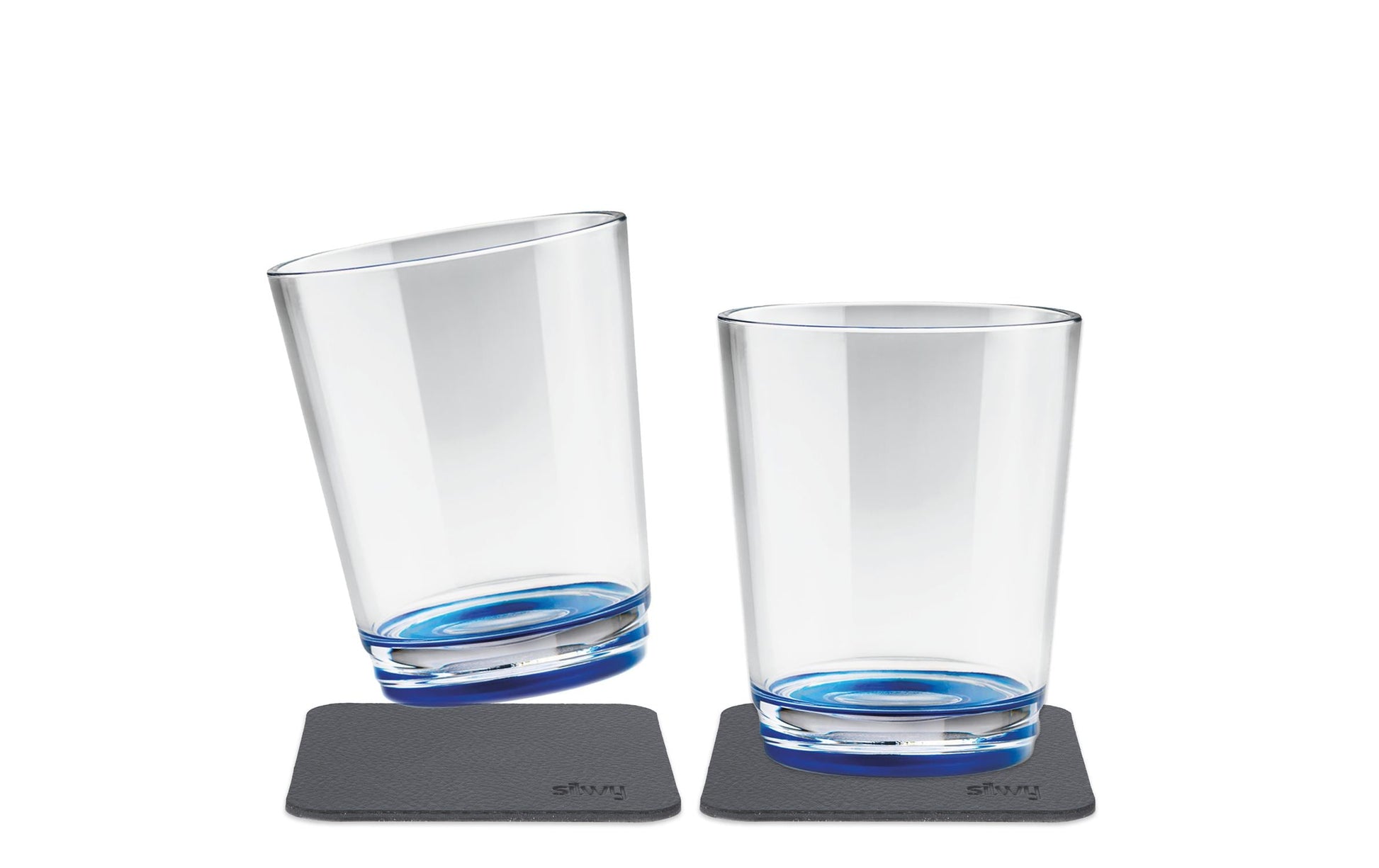 Silwy Trinkbecher S025-0503-2 – 2er Set, 250 ml, Ø 8,2 × H 10,0 cm, Kunststoff (Tritan), Blau/Transparent