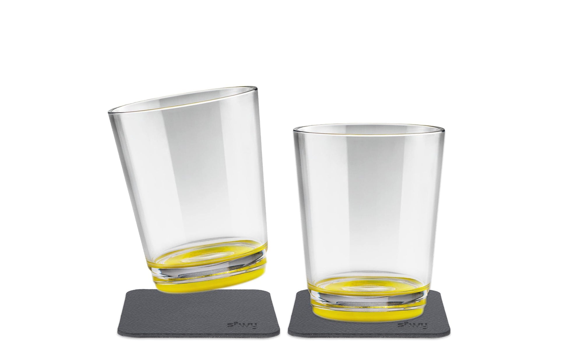 Silwy Trinkbecher S025-0505-2 – 2er Set, 250 ml, Ø 8,2 cm, H 10,0 cm, Kunststoff (Tritan), Transparent/Gelb