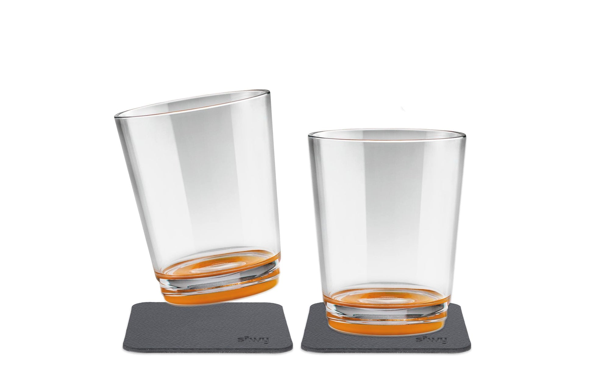 Silwy Trinkbecher – 0,25 l, Kunststoff (Tritan), Orange, Transparent, 2 Stück