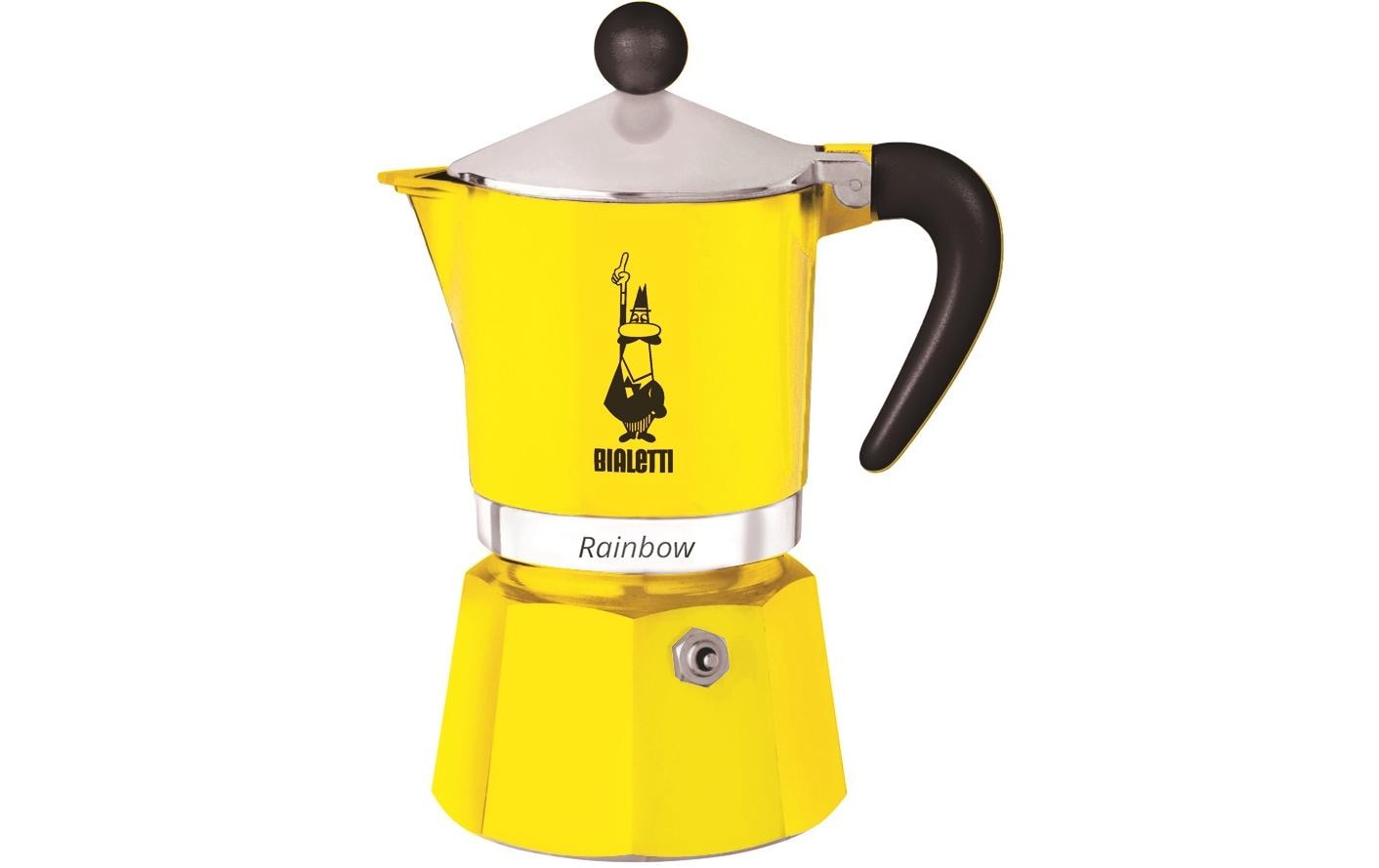 Bialetti Rainbow Espressokanne – 150 ml, 3 Tassen, für Gas, Gelb