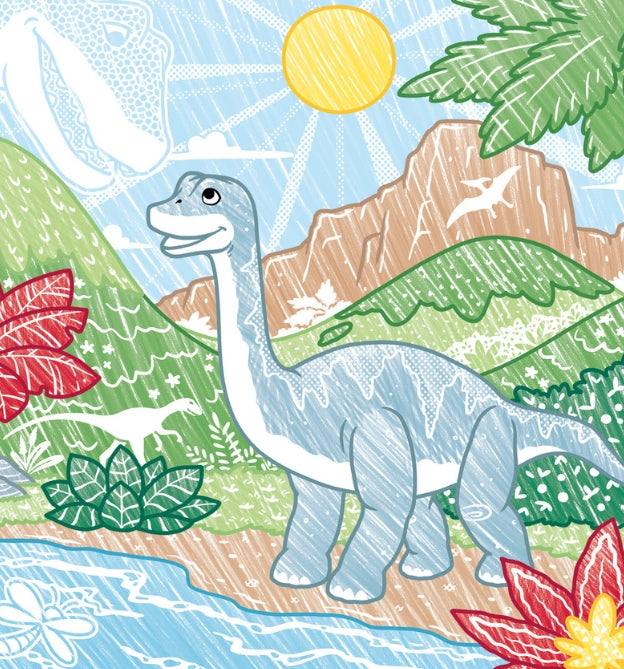 TOPP Verlag Malbuch Zauberpapier – 21 × 21 cm – 48 Seiten – Dinosaurier
