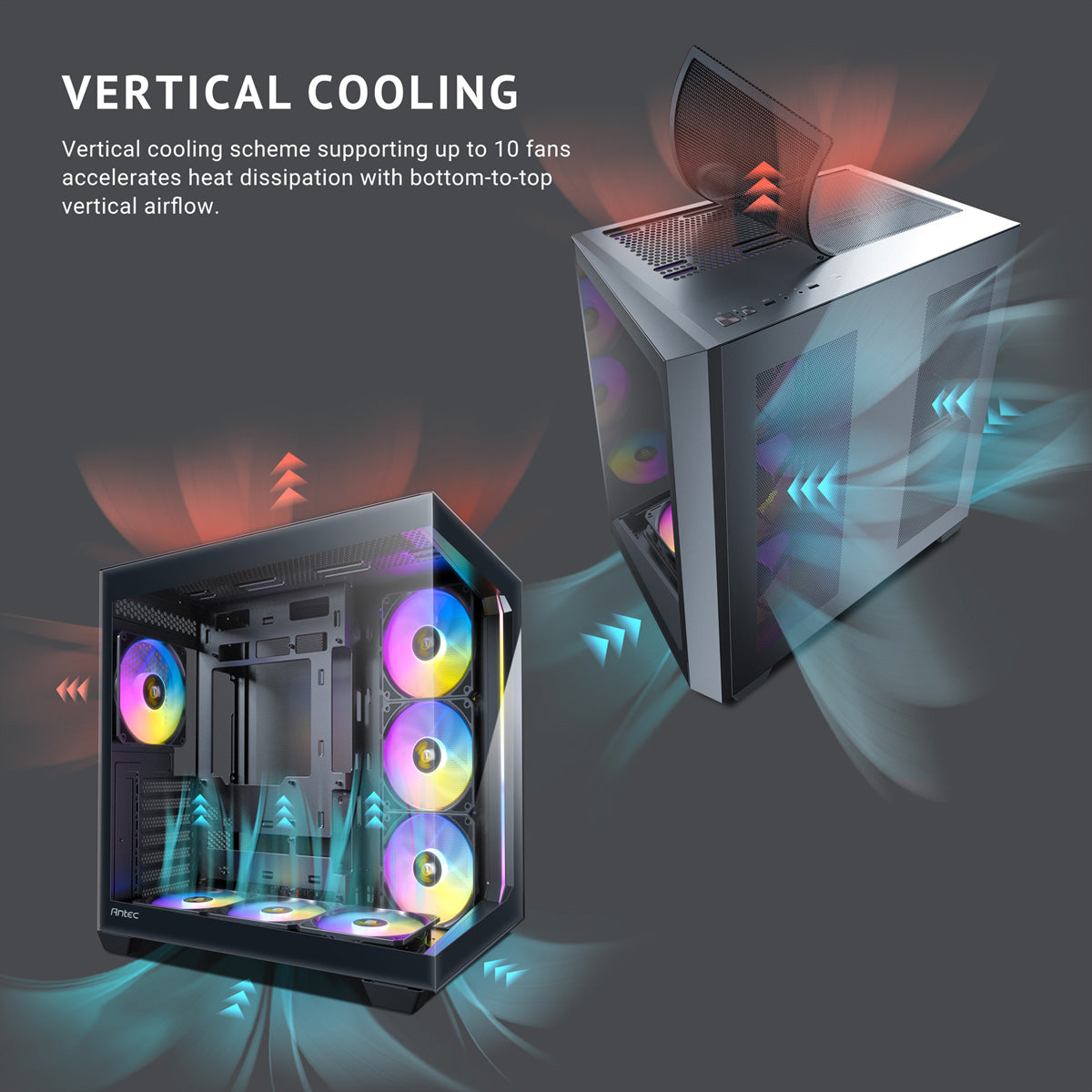 Antec Constellation C5 ARGB – Midi-Tower PC-Gehäuse, 7×ARGB-Lüfter, 270° Glas, USB-C 3.2 Gen 2, Schwarz