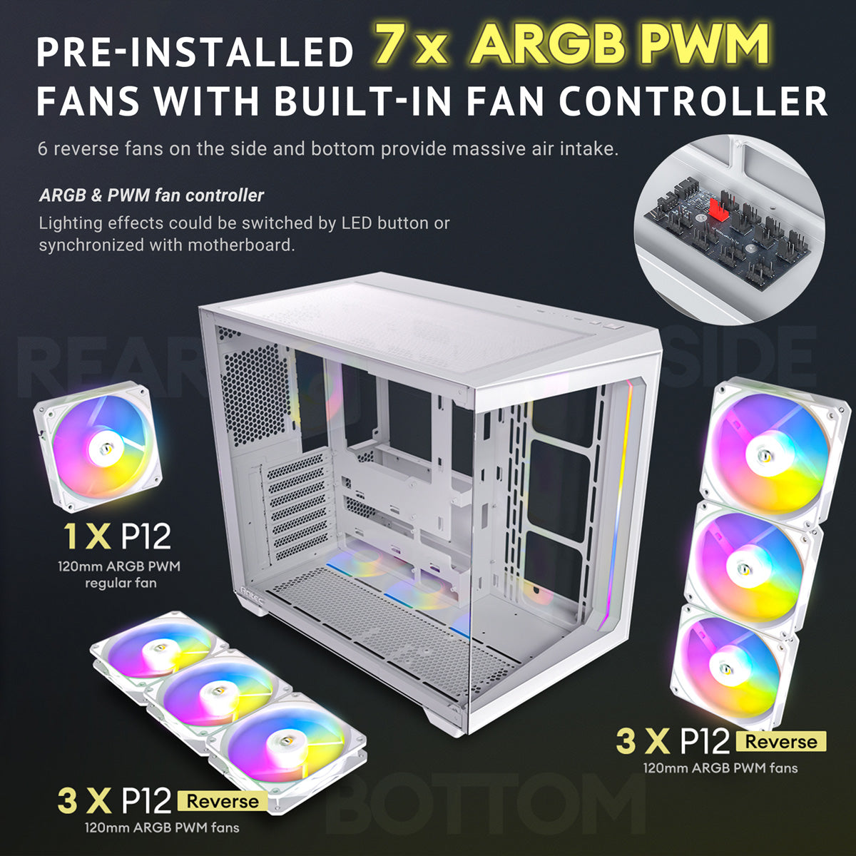 Antec Constellation C5 – PC-Gehäuse – Midi-Tower, 7×120 mm Lüfter, USB-C 3.2 Gen 2, für ATX, ITX, micro-ATX