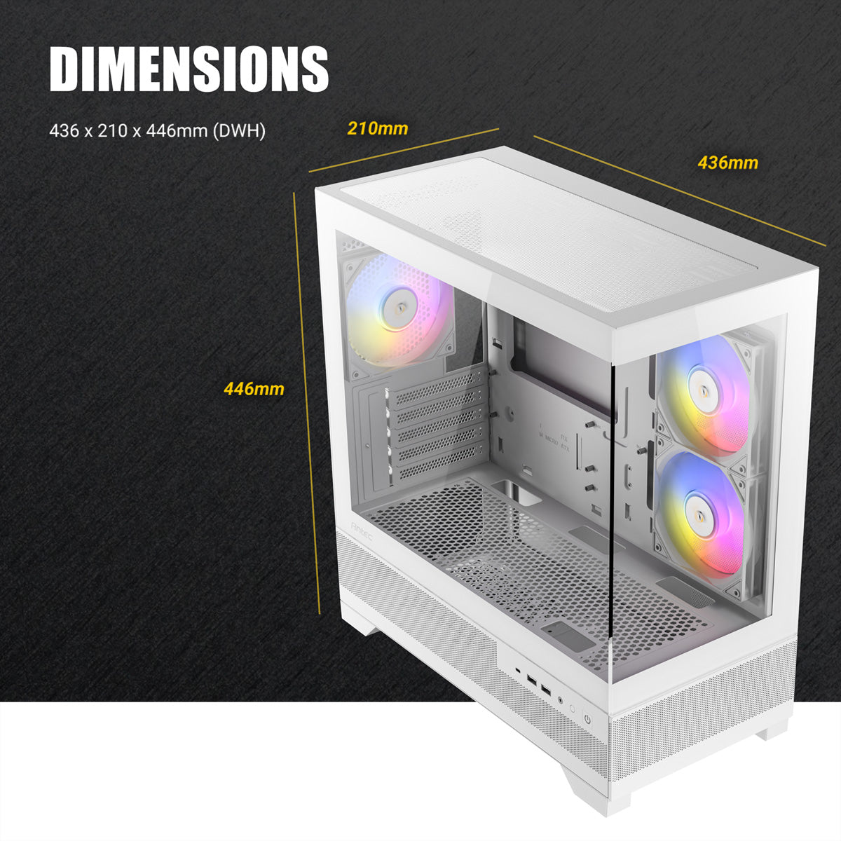 Antec CX500M ARGB Tower – Micro-ATX, gehärtetes Glas, 3x 120 mm ARGB Lüfter, USB-C 3,2 Gen 2