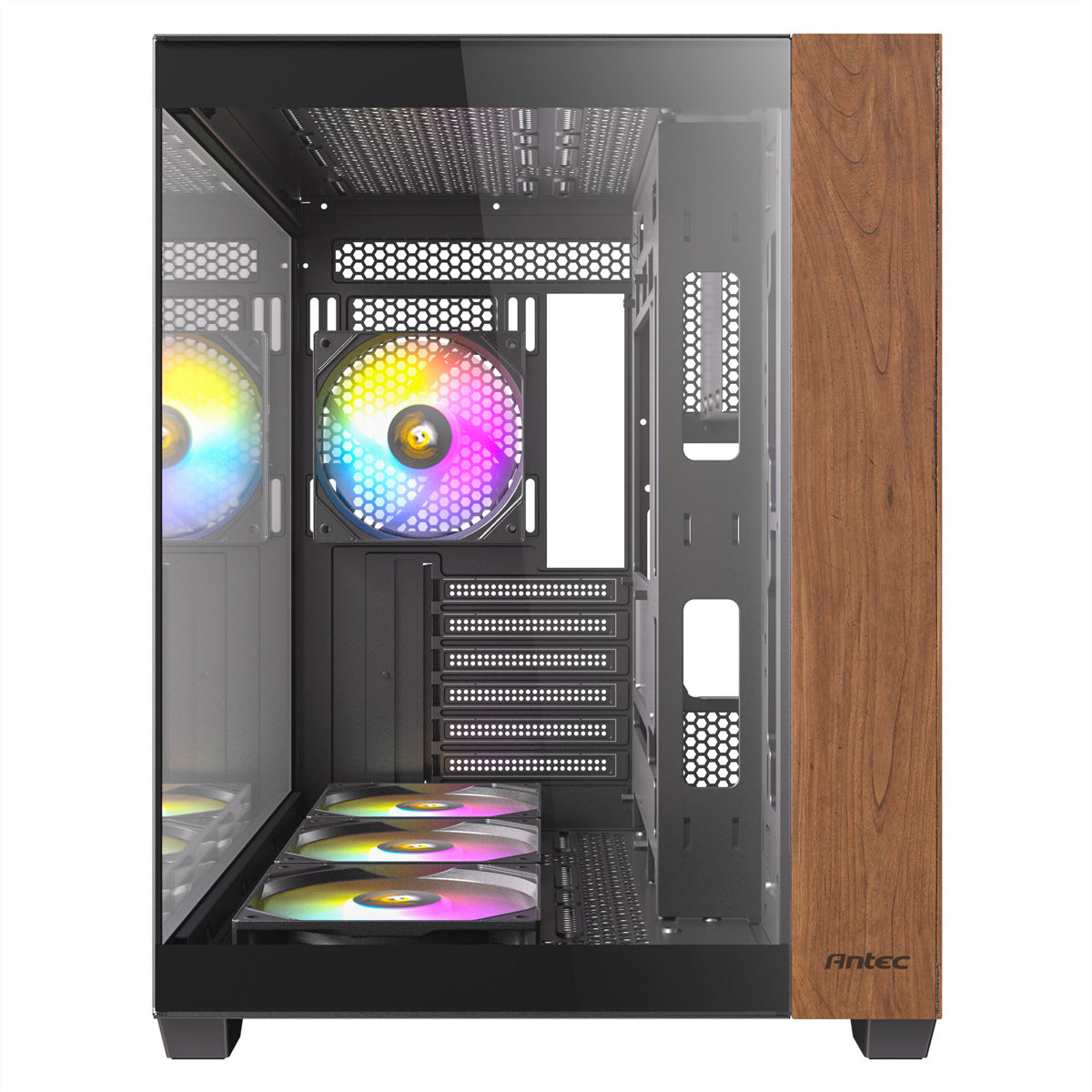 Antec CX800 – PC-Gehäuse – Midi Tower, ATX, Schwarz/Holz, Seitenfenster, 3×120 mm Lüfter, 2×3,5"+2×2,5"