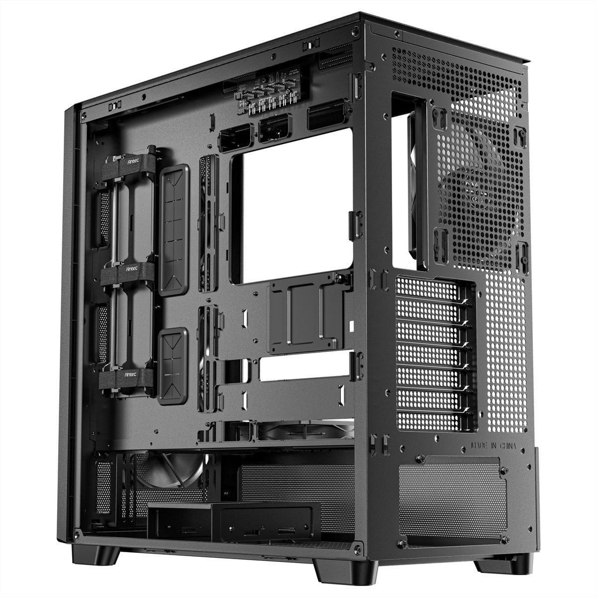 Antec FLUX – PC-Gehäuse – Midi-Tower ATX, Schwarz, Seitenfenster, 5× Lüfter, 360/420 mm Radiatorunterstützung