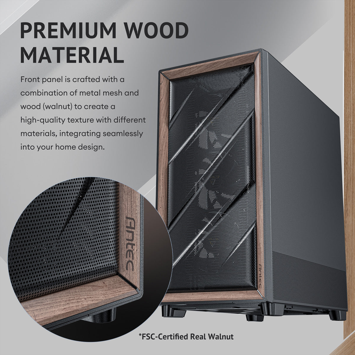 Antec FLUX – PC-Gehäuse – Midi-Tower ATX, Schwarz, Seitenfenster, 5× Lüfter, 360/420 mm Radiatorunterstützung
