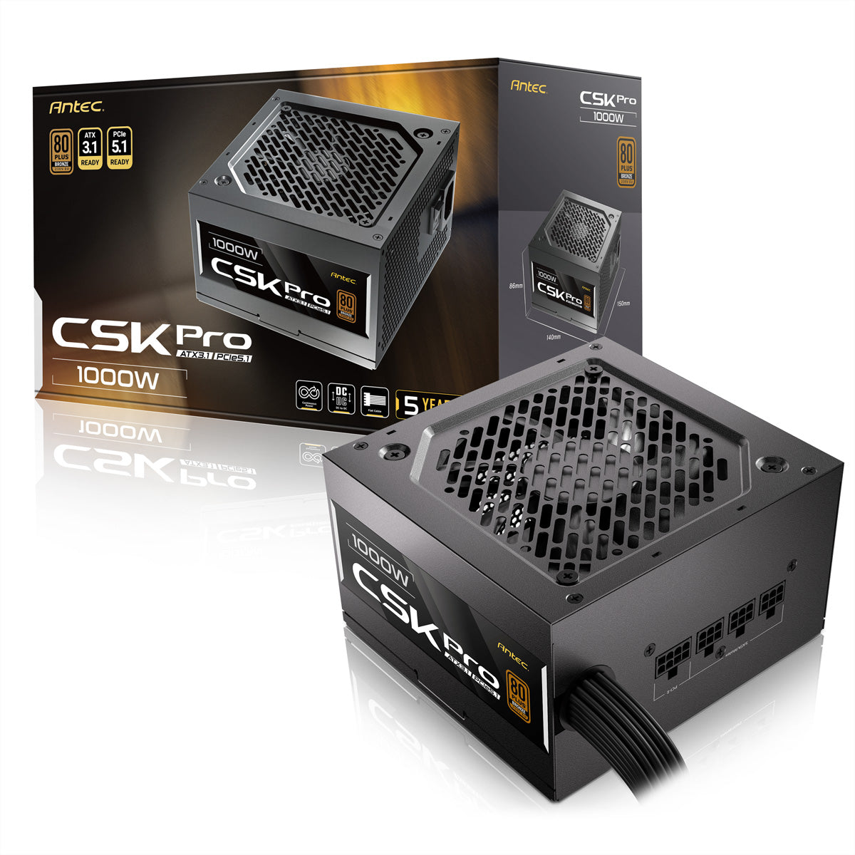 Antec CSK1000 Pro ATX Netzteil 1000 W 80 PLUS Bronze – halbmodular, ATX 3.1, 12VHPWR