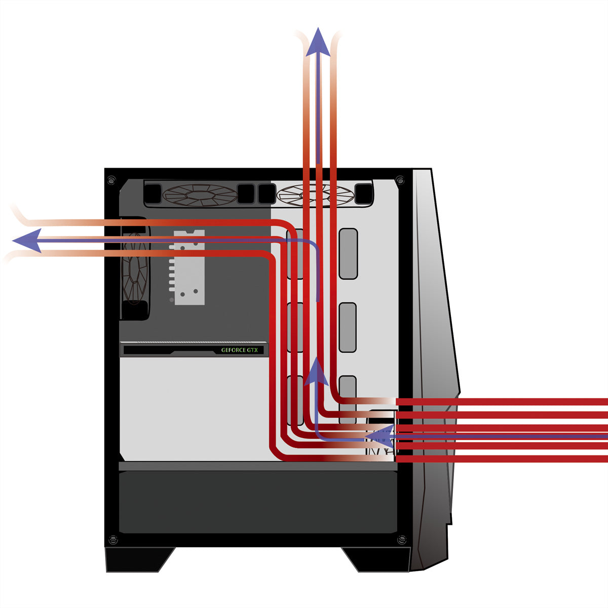 Xilence Xilent Blast X505.ARGB – PC-Gehäuse (Midi-Tower), Schwarz, 2×ARGB Lüfter, 2×USB 3.0, GPU bis 315 mm