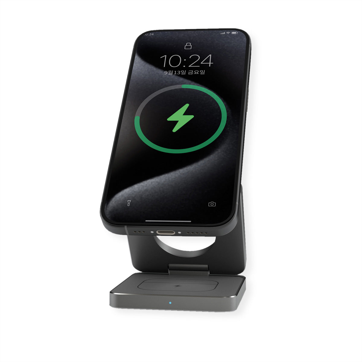 ROLINE 3-in-1 Ladeständer – MagSafe-kompatibel – 15 W – faltbar – für Samsung – Grau
