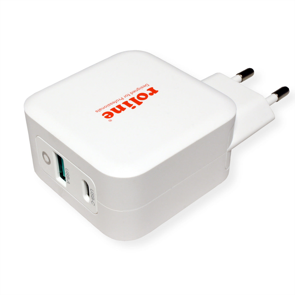 ROLINE USB-Ladegerät 65 W – USB-C×1, USB-A×1 – PD, QC 3.0 – EU-Stecker (Typ C)