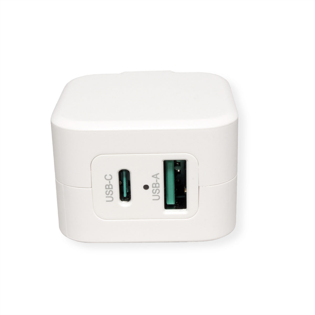 ROLINE USB-Wandladegerät 20 W – USB-C×1, USB-A×1, PD, QC 3.0 – EU-Stecker (Typ C) – Weiss