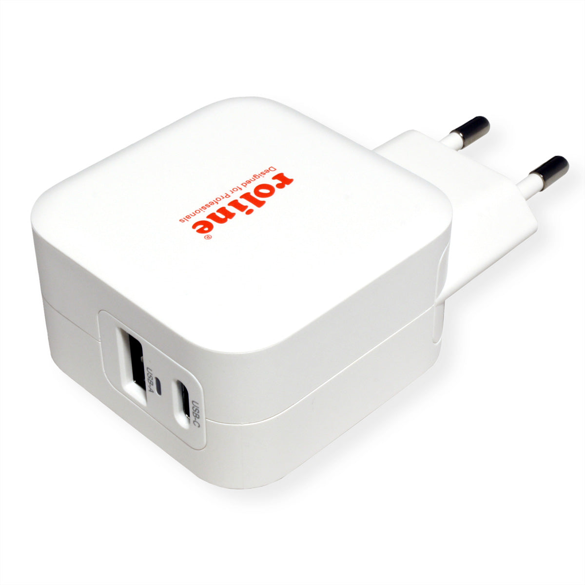 ROLINE USB-Ladegerät 38 W – USB-C×1, USB-A×1 – PD, QC 3.0 – EU-Stecker (Typ C)