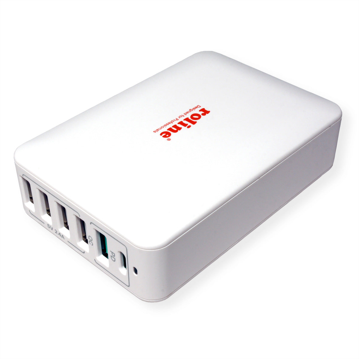 ROLINE USB-Desktop-Ladegerät 60 W – USB-C×1, USB-A×5 – PD, QC 3.0 – Weiss