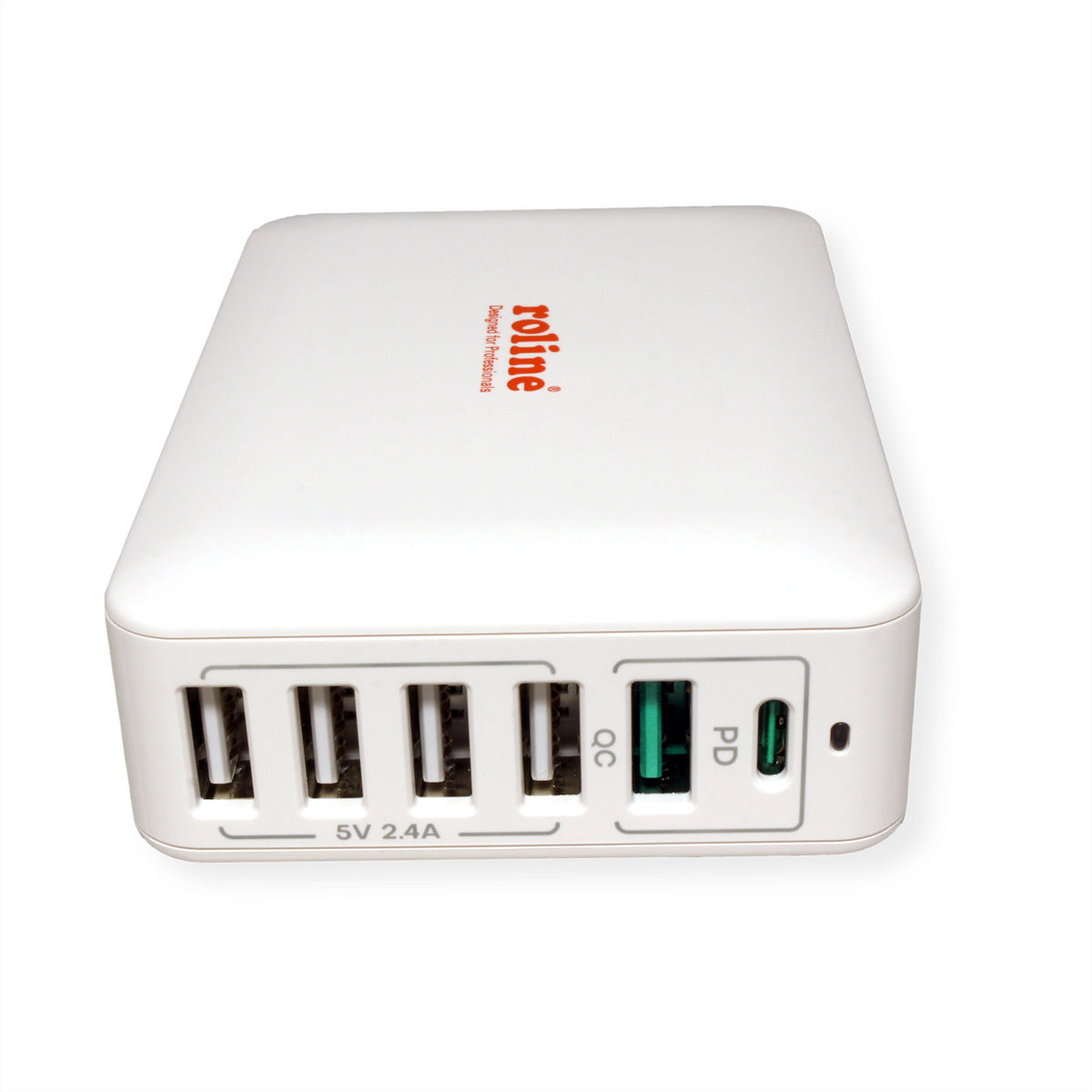 ROLINE USB-Desktop-Ladegerät 60 W – USB-C×1, USB-A×5 – PD, QC 3.0 – Weiss