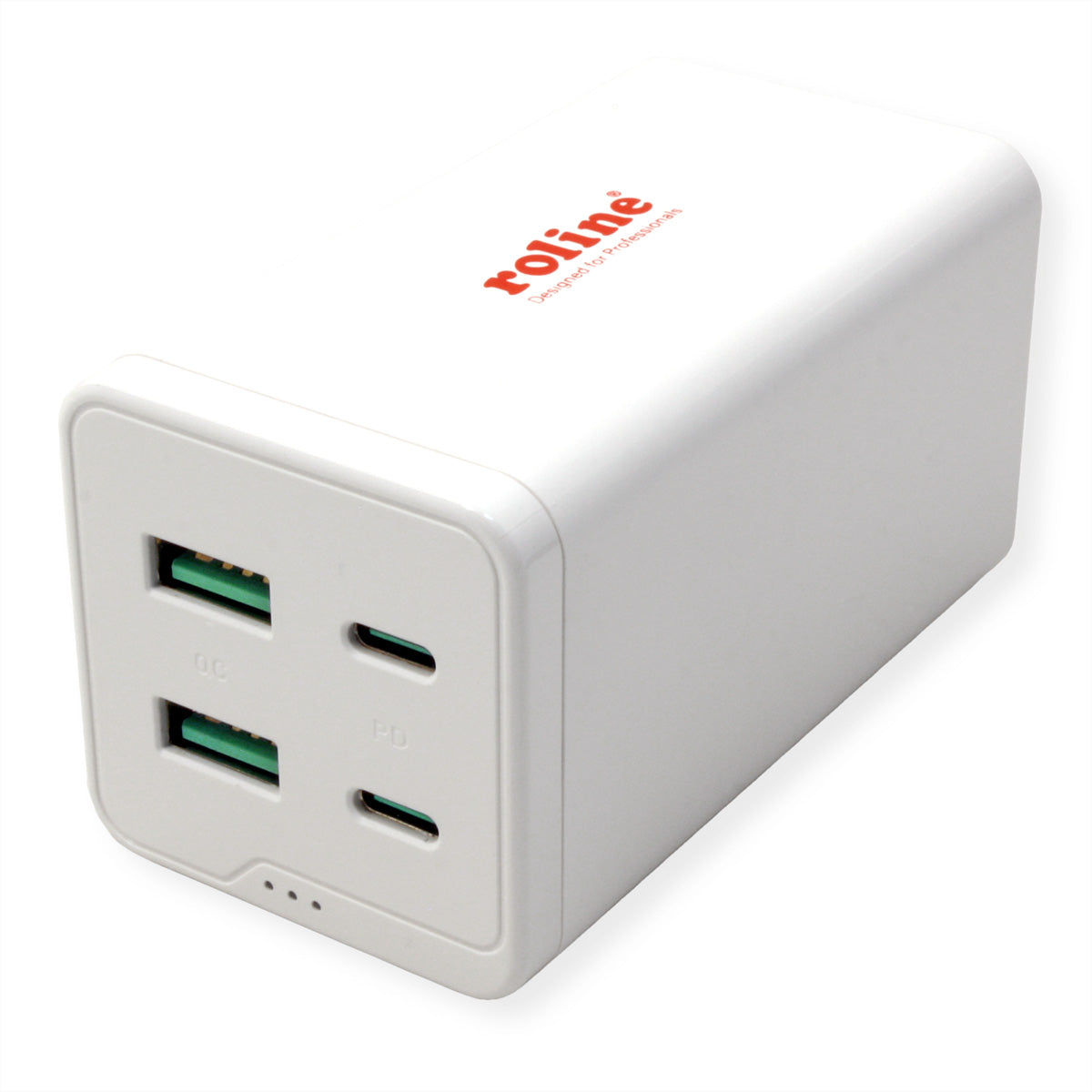 ROLINE USB-Ladegerät 120 W – USB-C×2, USB-A×2 – PD, QC 3.0 – EU-Stecker (Typ C) – Weiss