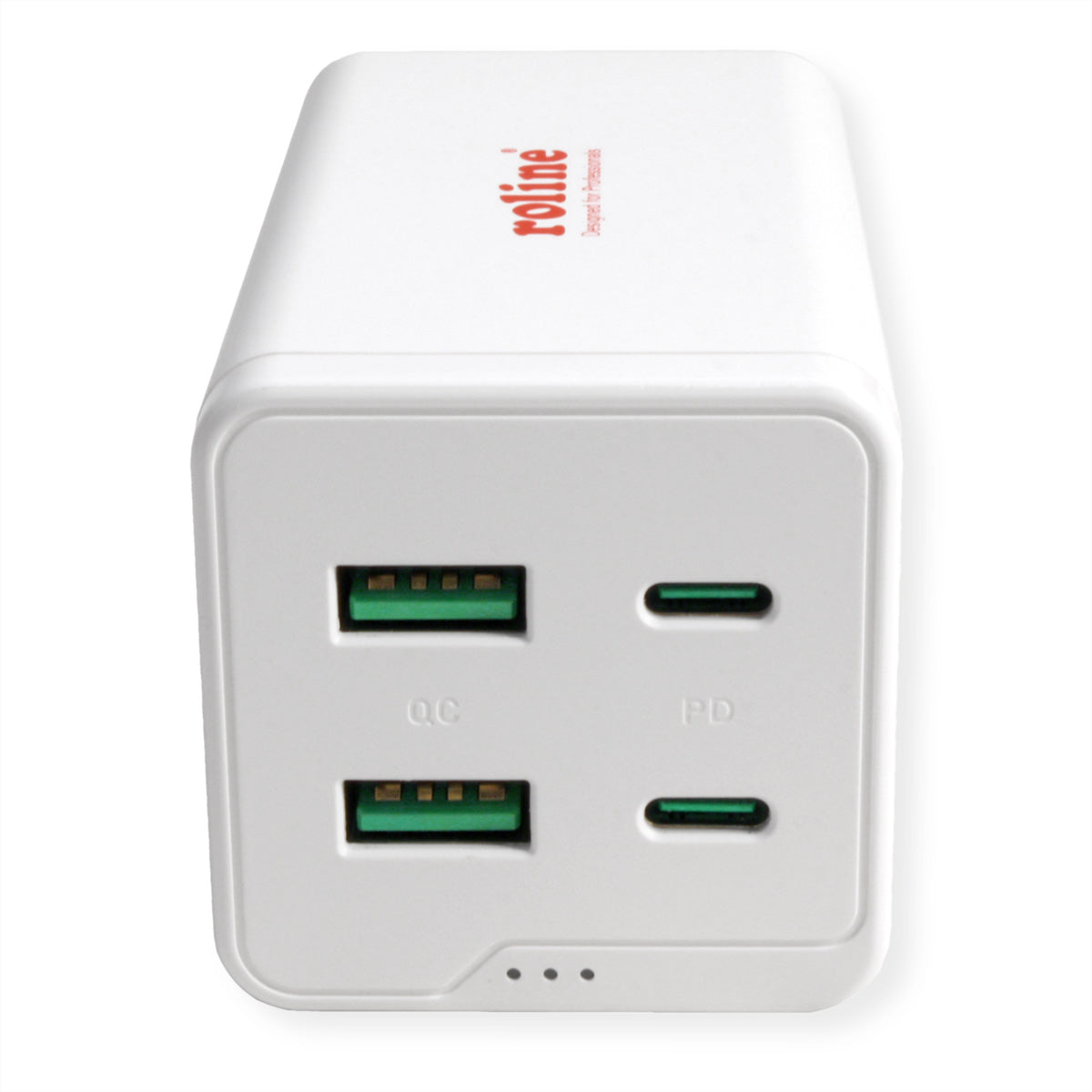 ROLINE USB-Ladegerät 120 W – USB-C×2, USB-A×2 – PD, QC 3.0 – EU-Stecker (Typ C) – Weiss