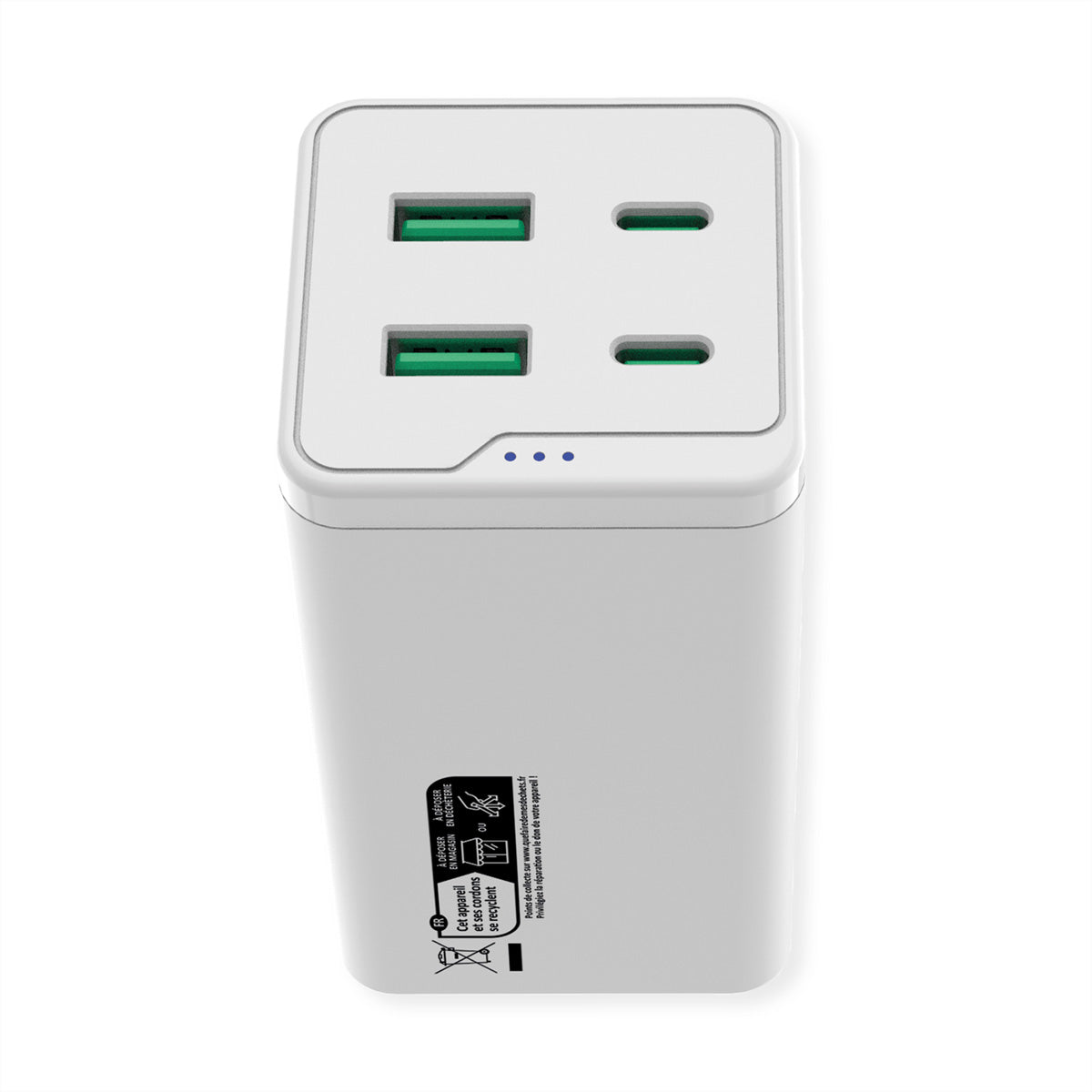 ROLINE USB-Ladegerät 120 W – USB-C×2, USB-A×2 – PD, QC 3.0 – EU-Stecker (Typ C) – Weiss