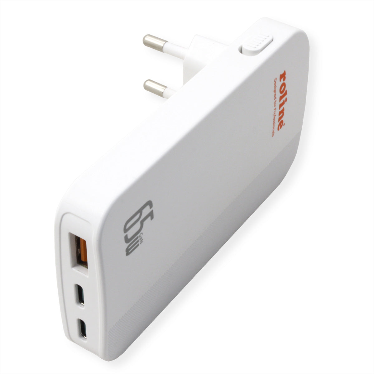 ROLINE USB-Ladegerät 65 W – USB-C×2, USB-A×1 – EU-Stecker (Typ C)