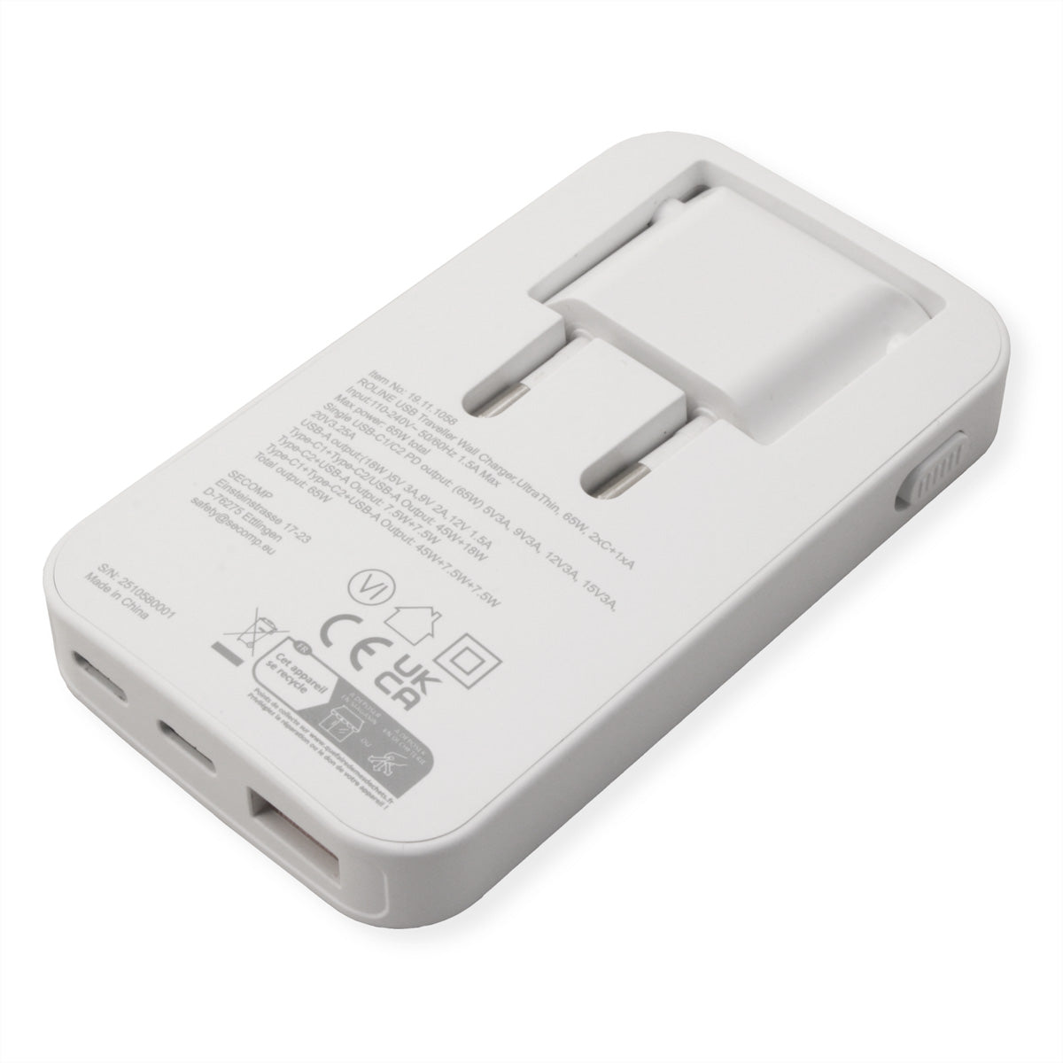 ROLINE USB-Ladegerät 65 W – USB-C×2, USB-A×1 – EU-Stecker (Typ C)